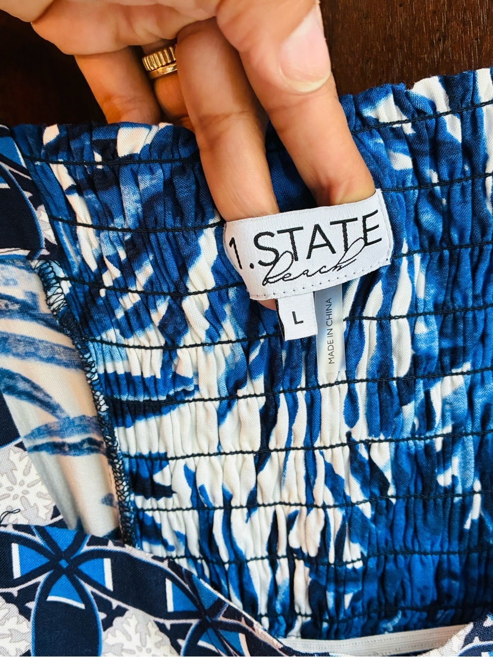 1.STATE Beach Blue Tropical Maxi Dress Size Large - Picture 5 of 8